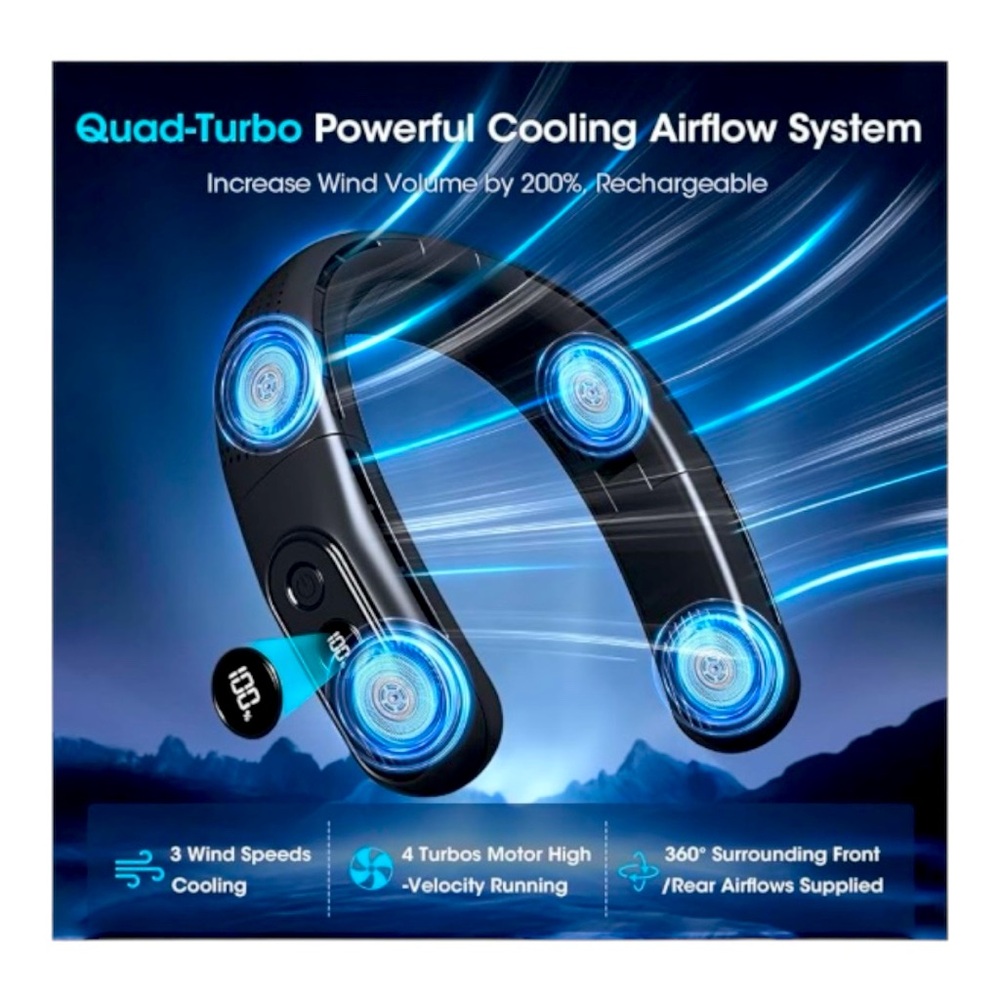 Neck Fan Rechargeable 4 Turbo 6000mAh Portable Neck Fan NWOT